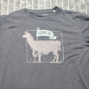 Prana Gray Short Sleeve Tee with Llama Graphic